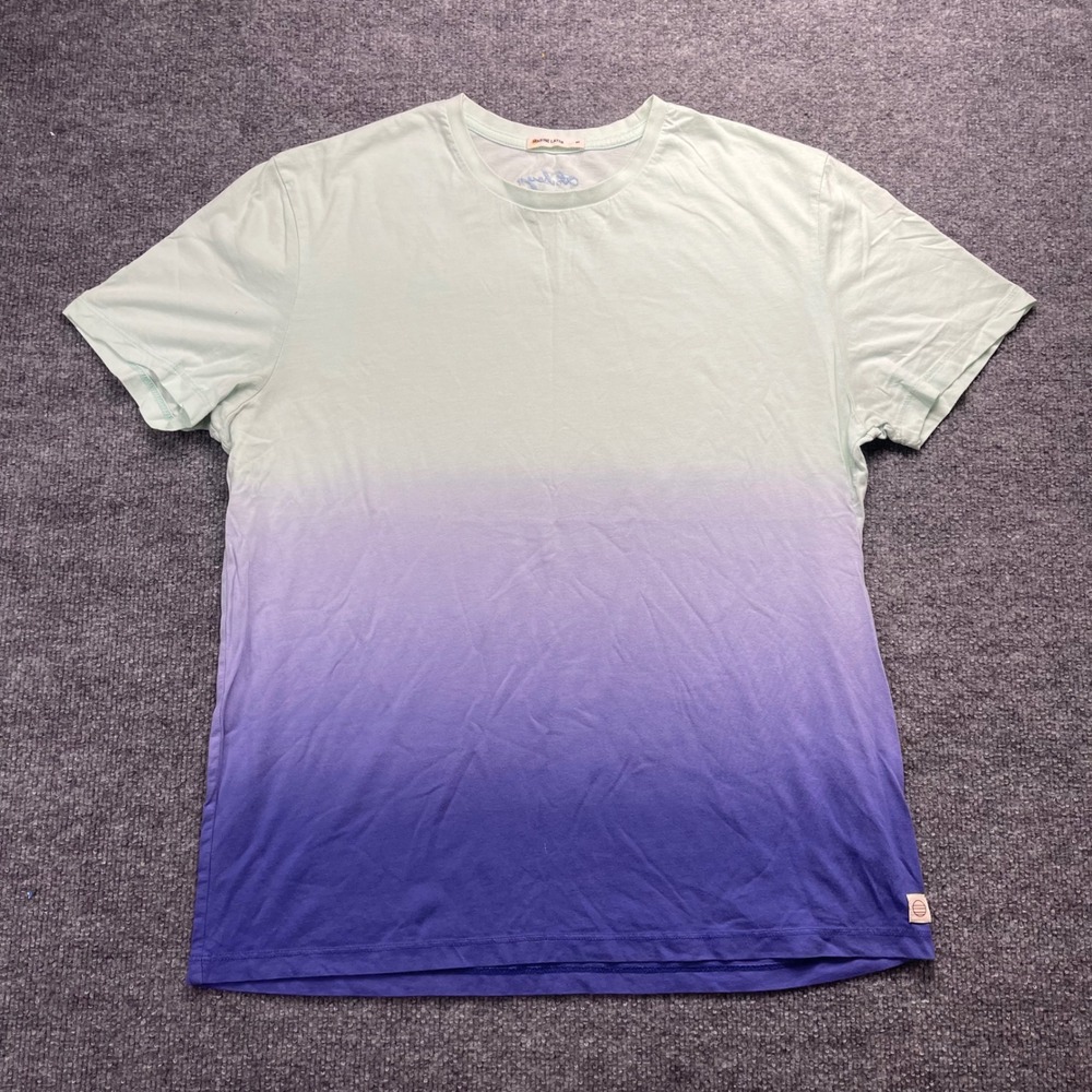Marine Layer Mens Ombre Dip Dye T-Shirt Mint Green Purple Size M Short Sleeve